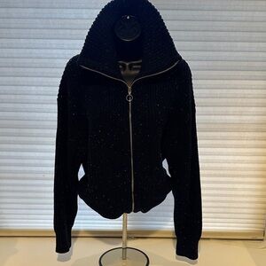 Old Navy Cable Knit Sweater Zip up Women’s size M Blue Speckled